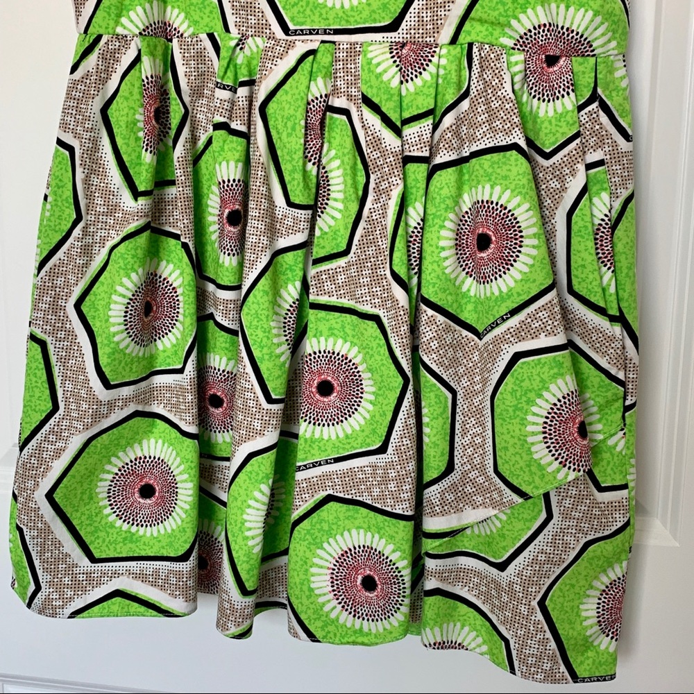 CARVEN Kiwi Print Colorful Cotton Dress - Picture 6 of 8